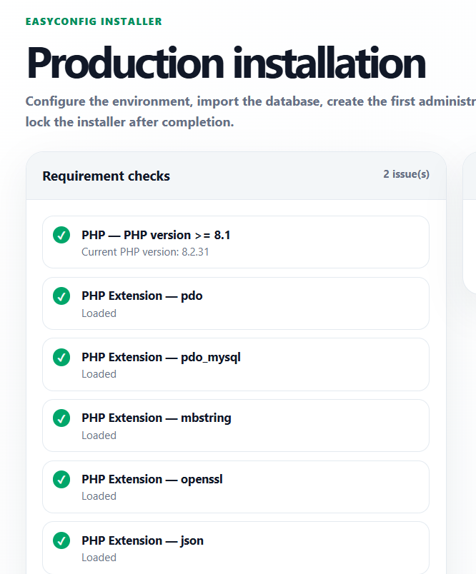 easyconfig installation requirement checks